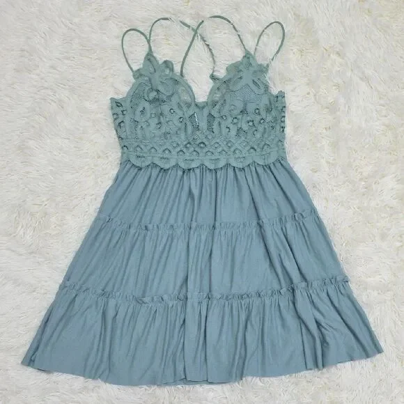 Zenana Outfitters Blue Green Tiered Sundress - Picture 1 of 6